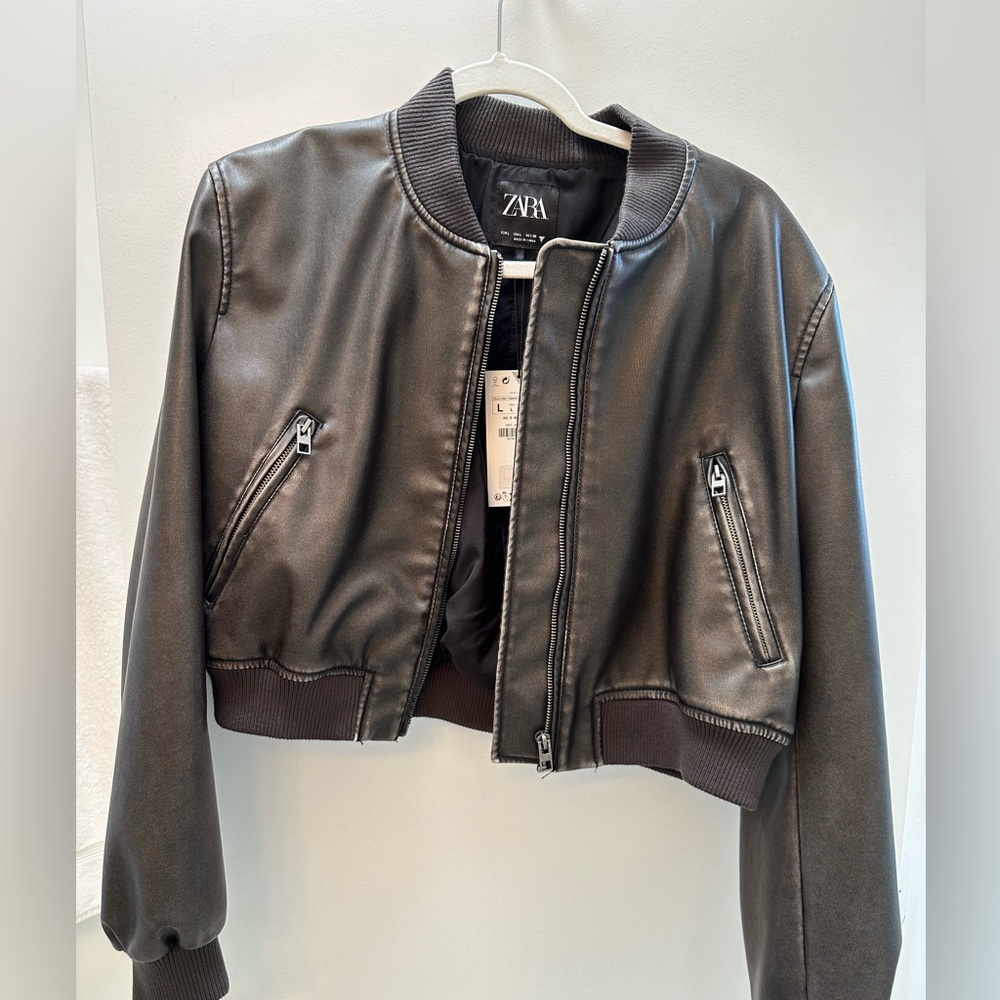 Zara faux leather bomber NWT